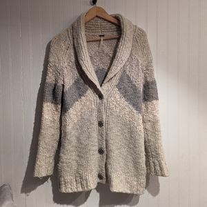 Free People chunky knit grandpa button up sweater with pockets